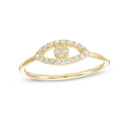 Cubic Zirconia Evil Eye Outline Ring in Sterling Silver with 18K Gold Plate