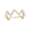 Cubic Zirconia Zig-Zag Ring in Sterling Silver with 18K Gold Plate
