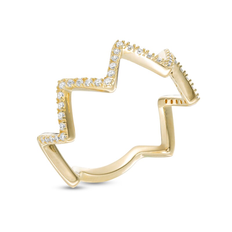 Cubic Zirconia Zig-Zag Ring in Sterling Silver with 18K Gold Plate