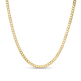 080 Gauge Diamond-Cut Pavé Curb Chain Necklace in 10K Solid Gold - 18&quot;