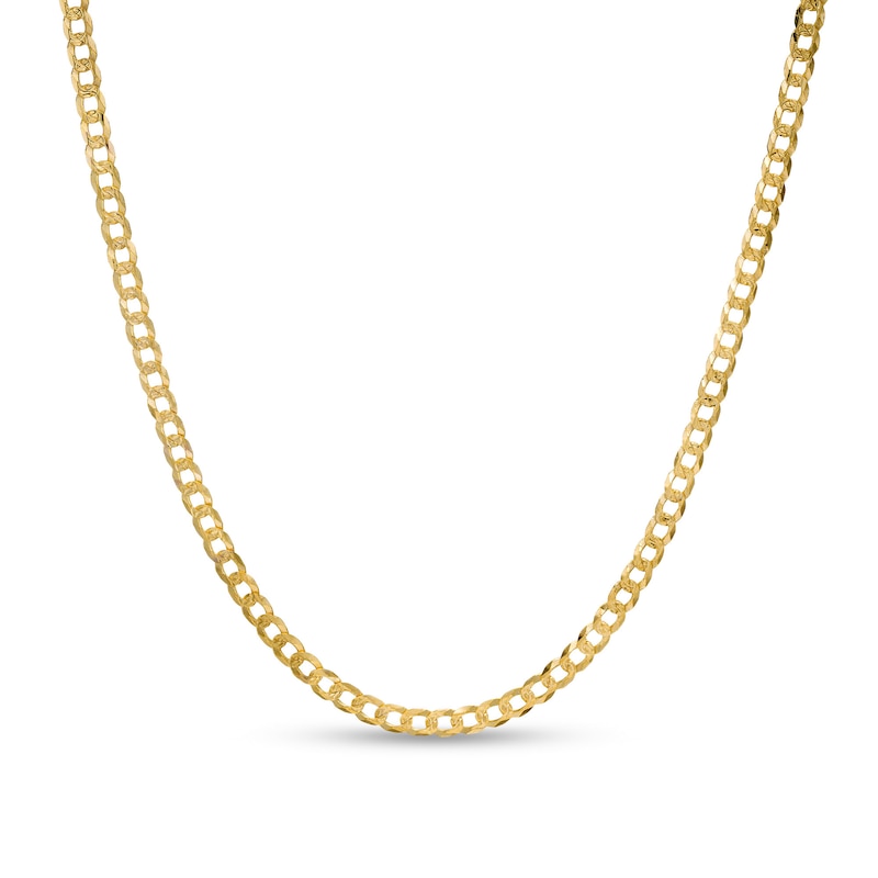 080 Gauge Diamond-Cut Pavé Curb Chain Necklace in 10K Solid Gold - 18"