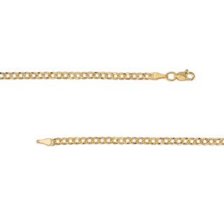 10K Solid Gold Diamond-Cut Pavé Curb Chain - 18"