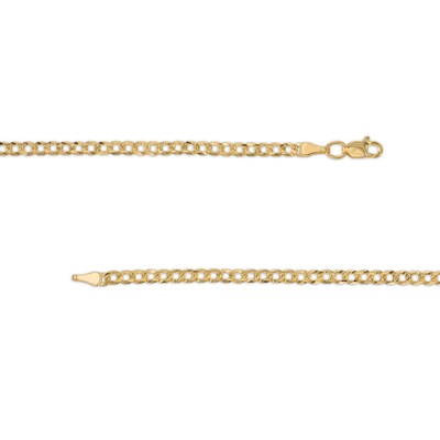 10K Solid Gold Diamond-Cut Pavé Curb Chain - 18"