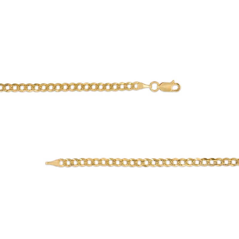 Main Image 2 of 100 Gauge Diamond-Cut Pavé Curb Chain Bracelet in 10K Solid Gold - 7.5"
