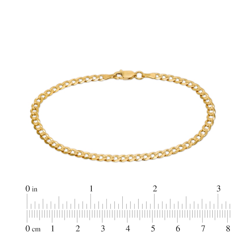 Main Image 3 of 100 Gauge Diamond-Cut Pavé Curb Chain Bracelet in 10K Solid Gold - 7.5"