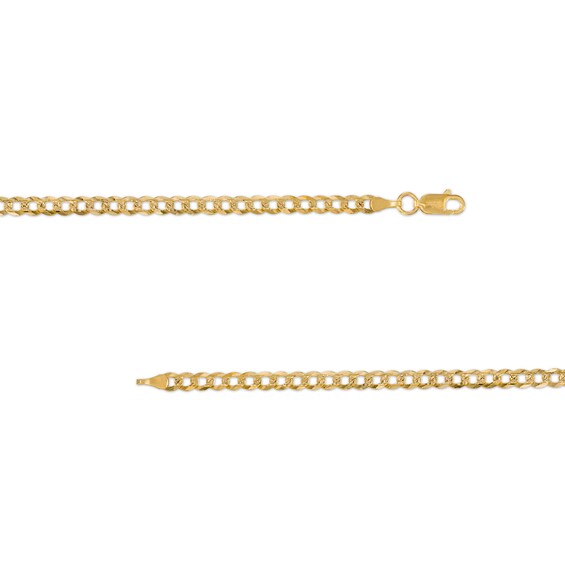10K Solid Gold Diamond-Cut Pavé Curb Chain - 20"