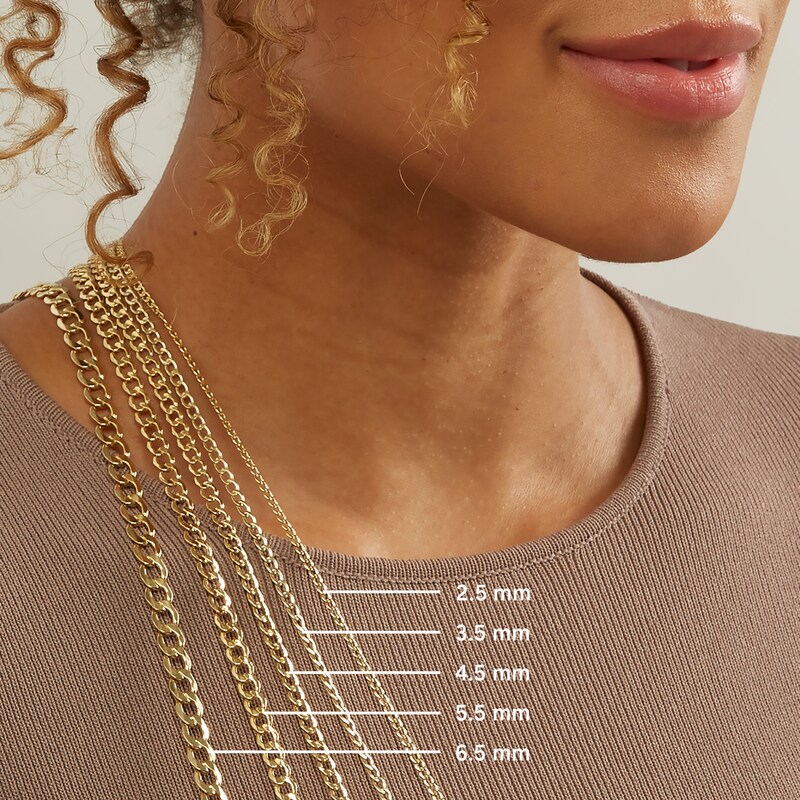 Main Image 5 of 10K Solid Gold Diamond-Cut Pavé Curb Chain - 20"