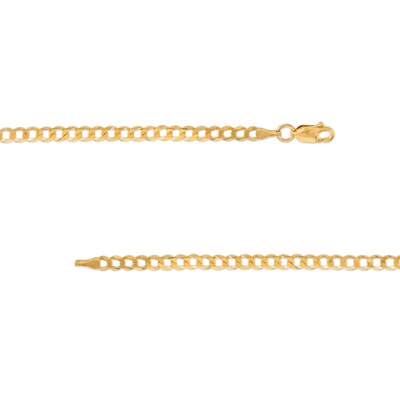 10K Solid Gold Diamond-Cut Curb Chain - 22"