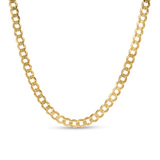 10K Solid Gold Diamond-Cut Pavé Curb Chain - 22"