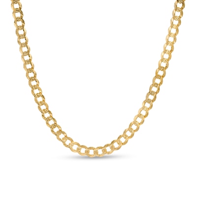 10K Solid Gold Diamond-Cut Pavé Curb Chain - 22"