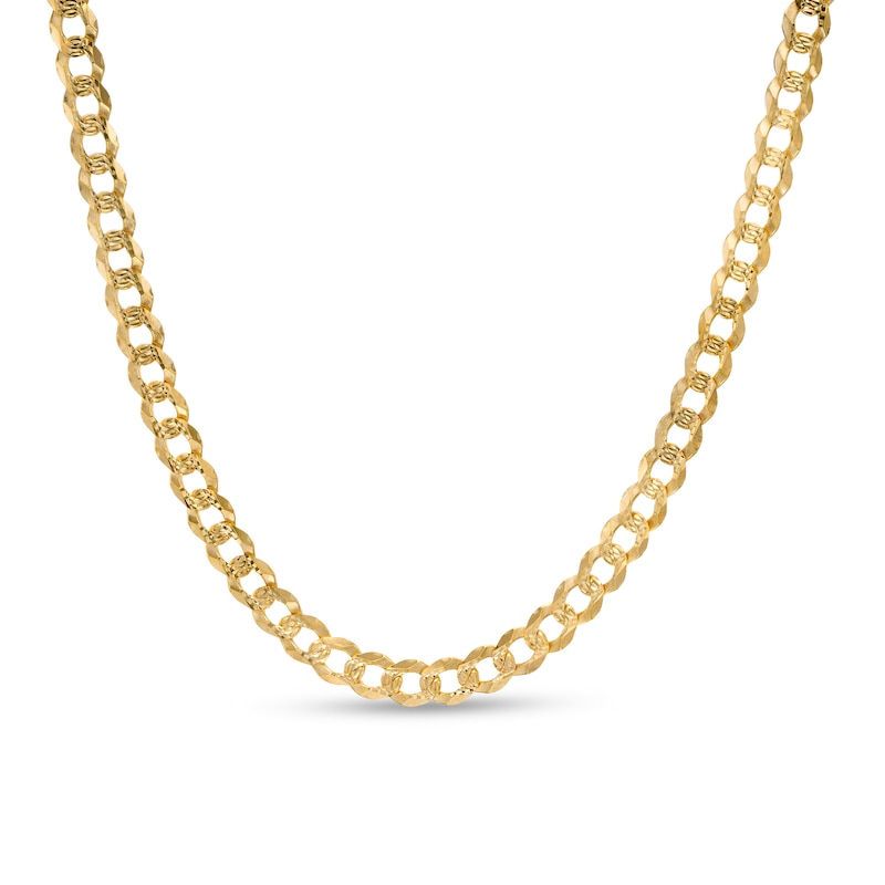 10K Solid Gold Diamond-Cut Pavé Curb Chain - 22"