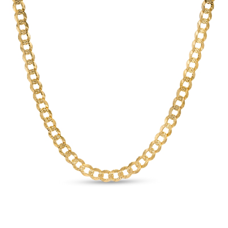 120 Gauge Diamond-Cut Pavé Curb Chain Necklace in 10K Solid Gold - 22 ...