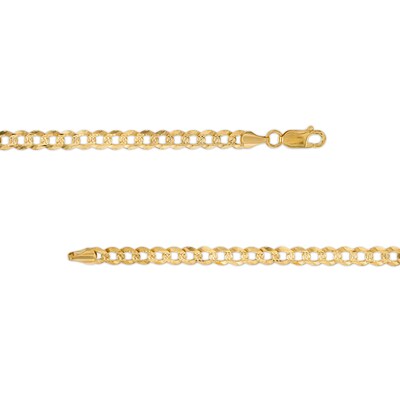 10K Solid Gold Diamond-Cut Pavé Curb Chain - 22"