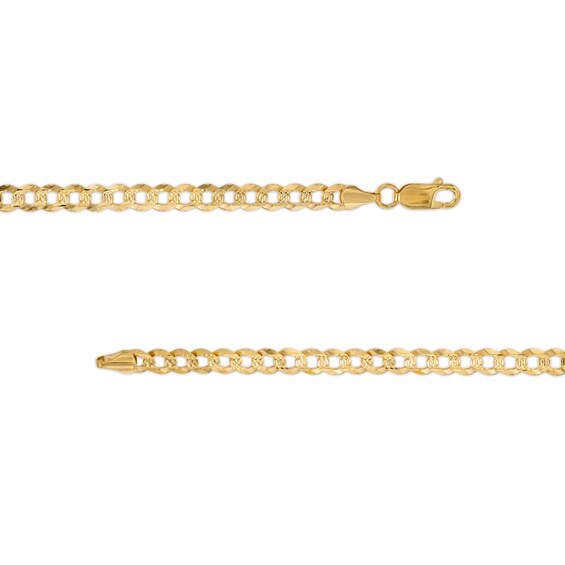 10K Solid Gold Diamond-Cut Pavé Curb Chain - 22"