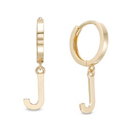 8.0mm Uppercase &quot;J&quot; Initial Drop Earrings in 10K Gold Casting Solid