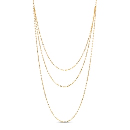 18K Gold Over Silver Mirror Flat-Link Chain Triple Strand Necklace - 18"