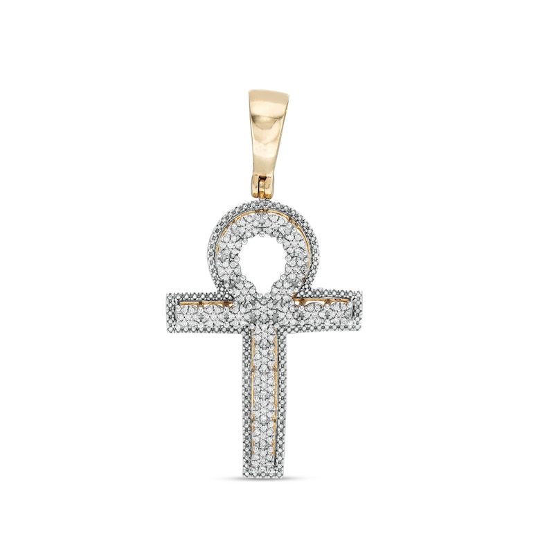 1/5 CT. T.W. Composite Diamond Ankh Necklace Charm in Sterling Silver with 14K Gold Plate