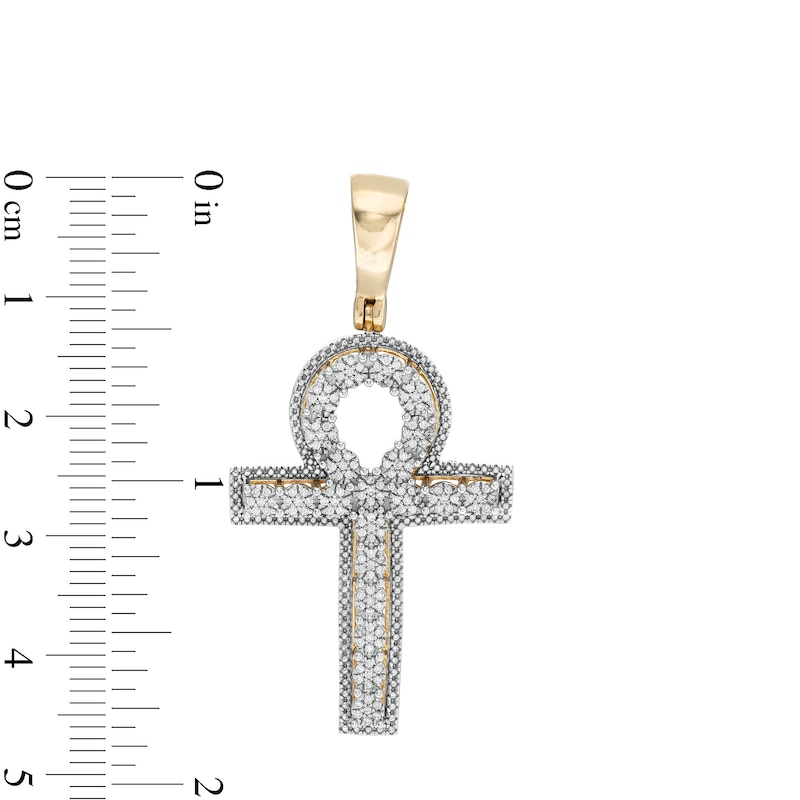 1/5 CT. T.W. Composite Diamond Ankh Necklace Charm in Sterling Silver with 14K Gold Plate