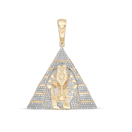 1/10 CT. T.W. Diamond Pharaoh in Pyramid Necklace Charm in Sterling Silver with 14K Gold Plate