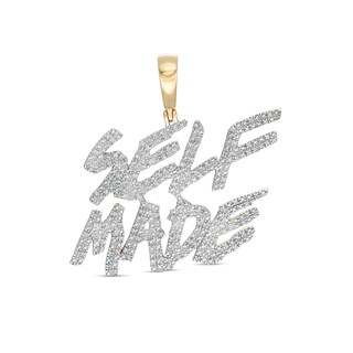 1/6 CT. T.W. Diamond "SELF MADE" Necklace Charm in Sterling Silver with 14K Gold Plate