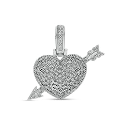 1/6 CT. T.W. Diamond Heart Arrow Necklace Charm in Sterling Silver