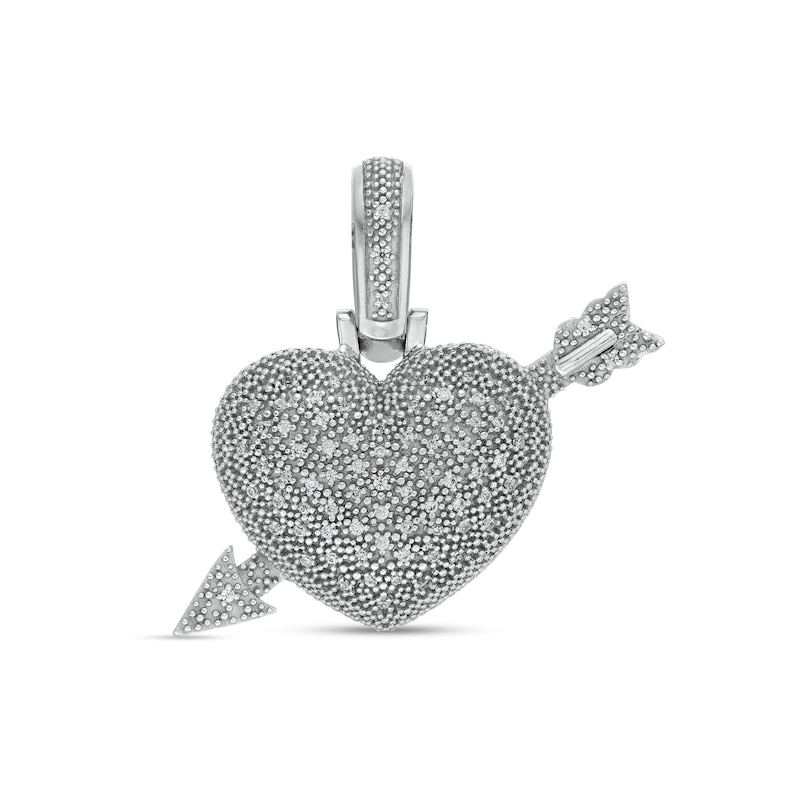 1/6 CT. T.W. Diamond Heart Arrow Necklace Charm in Sterling Silver