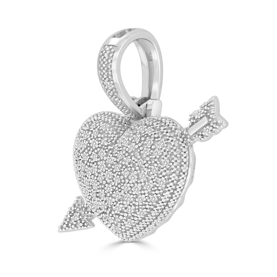 1/6 CT. T.W. Diamond Heart Arrow Necklace Charm in Sterling Silver
