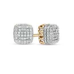 1/6 CT. T.W. Composite Cushion-Shaped Diamond Cuban Outer Edge Stud Earrings in 10K Gold