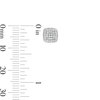 1/6 CT. T.W. Composite Cushion-Shaped Diamond Cuban Outer Edge Stud Earrings in 10K Gold