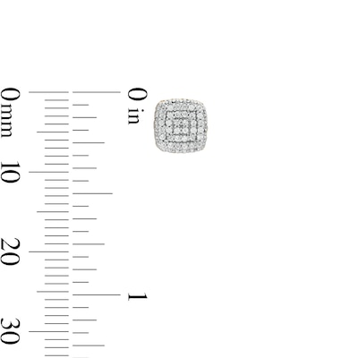 1/6 CT. T.W. Composite Cushion-Shaped Diamond Cuban Outer Edge Stud Earrings in 10K Gold