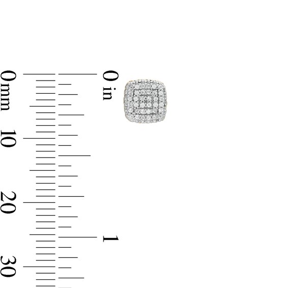 1/6 CT. T.W. Composite Cushion-Shaped Diamond Cuban Outer Edge Stud Earrings in 10K Gold