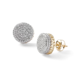 1/4 CT. T.W. Composite Diamond Cuban Outer Edge Stud Earrings in 10K Gold