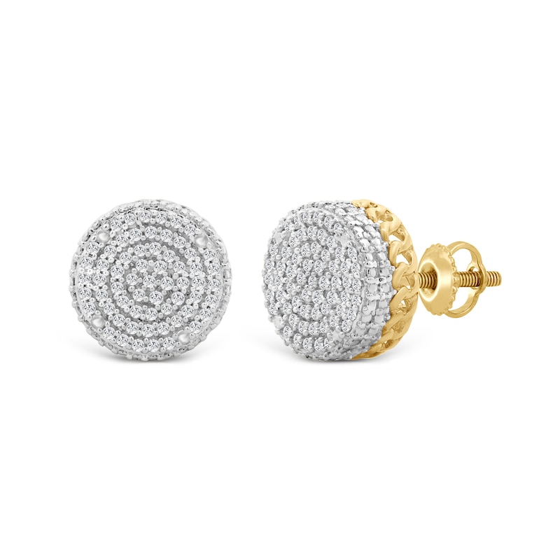 1/4 CT. T.W. Composite Diamond Cuban Outer Edge Stud Earrings in 10K Gold