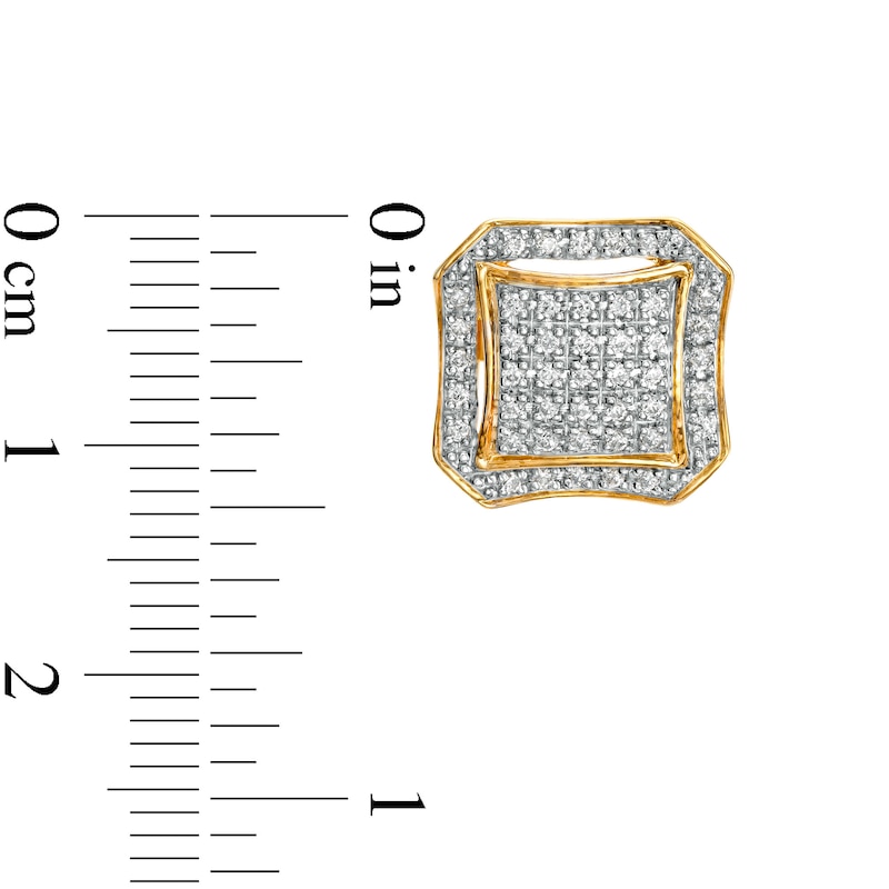 Main Image 2 of 1/3 CT. T.W. Square Composite Diamond Octagonal Concave Frame Stud Earrings in 10K Gold