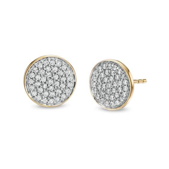 1/4 CT. T.W. Composite Diamond Disc Stud Earrings in 10K Gold