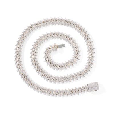 1 CT. T.W. Composite Diamond Spiked Necklace in Sterling Silver with 14K Gold Plate – 22"