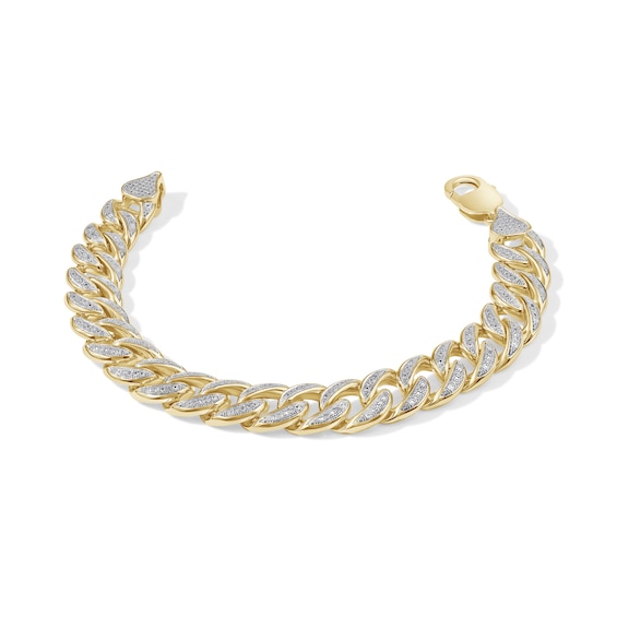 1/4 CT. T.W. Diamond Curb Chain Bracelet in Sterling Silver with 14K Gold Plate – 8.5"