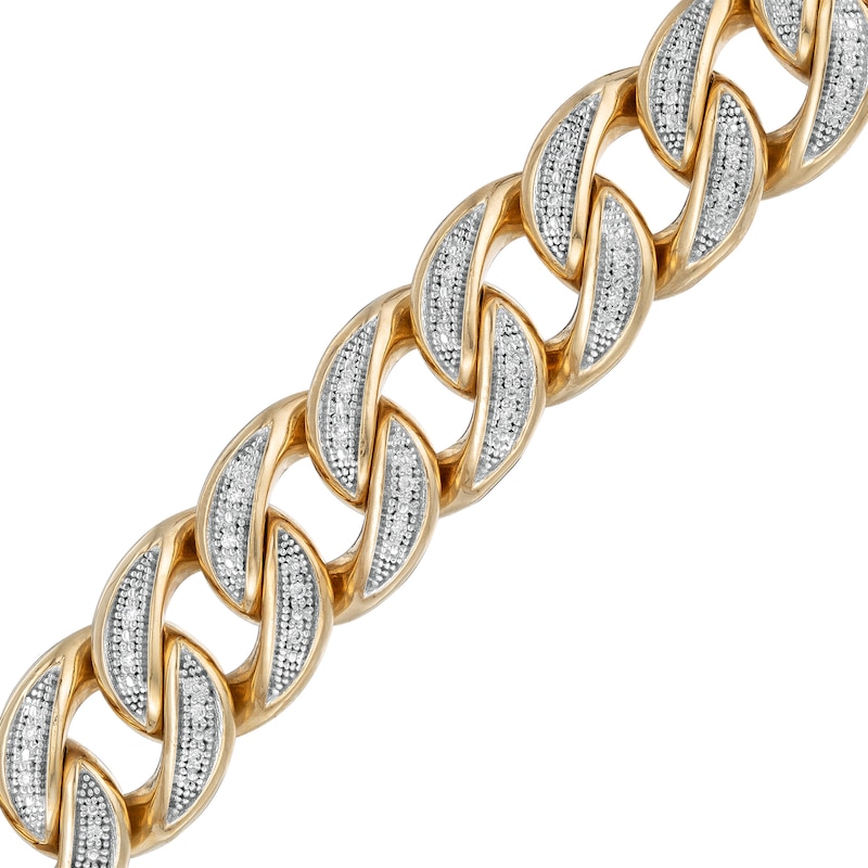 1/4 CT. T.W. Diamond Curb Chain Bracelet in Sterling Silver with 14K Gold Plate – 8.5"