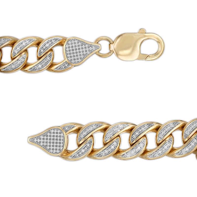 1/4 CT. T.W. Diamond Curb Chain Bracelet in Sterling Silver with 14K Gold Plate – 8.5"