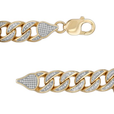 1/4 CT. T.W. Diamond Curb Chain Bracelet in Sterling Silver with 14K Gold Plate – 8.5"