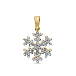 1/8 CT. T.W. Diamond Pavé Snowflake Solid Necklace Charm in 10K Gold