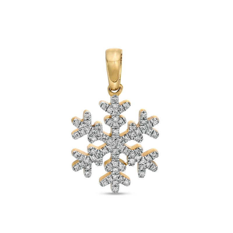 1/8 CT. T.W. Diamond Pavé Snowflake Solid Necklace Charm in 10K Gold