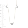 Thumbnail Image 1 of 1/3 CT. T.W. Diamond Triple Butterfly Station Necklace in 10K Gold - 20"
