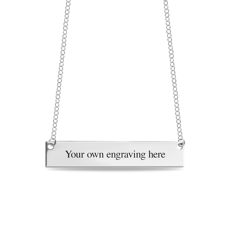 Main Image 3 of Engravable Print and Handwriting Bar Necklace in Sterling Silver (1 Image and Line)