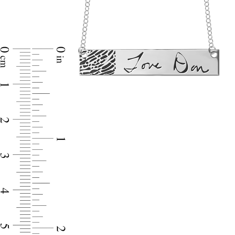 Main Image 4 of Engravable Print and Handwriting Bar Necklace in Sterling Silver (1 Image and Line)
