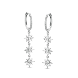1/6 CT. T.W. Diamond Starburst Dangle Triple Drop Earrings in Sterling Silver