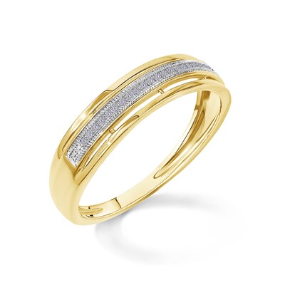 1/20 CT. T.W. Diamond Milgrain Stepped Edge Wedding Band in 10K Gold