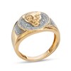 1/5 CT. T.W. Diamond Multi-Finish Panther Head Signet Ring in 14K Gold Over Silver