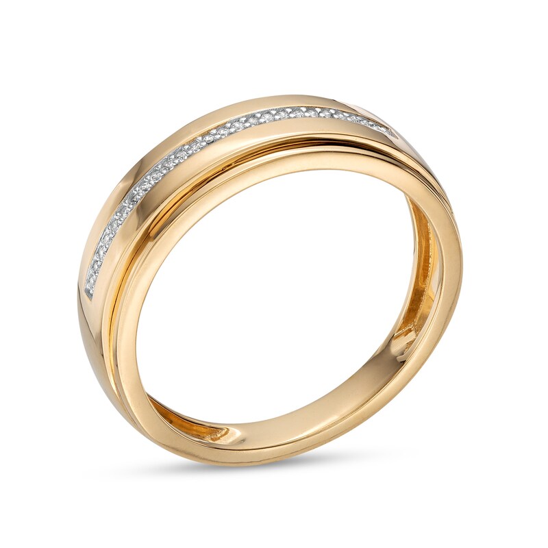 1/20 CT. T.W. Diamond Stepped Edge Wedding Band in 10K Gold