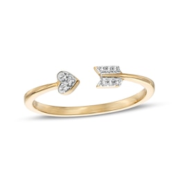 Diamond Accent Heart Arrow Wrap Ring in 10K Gold